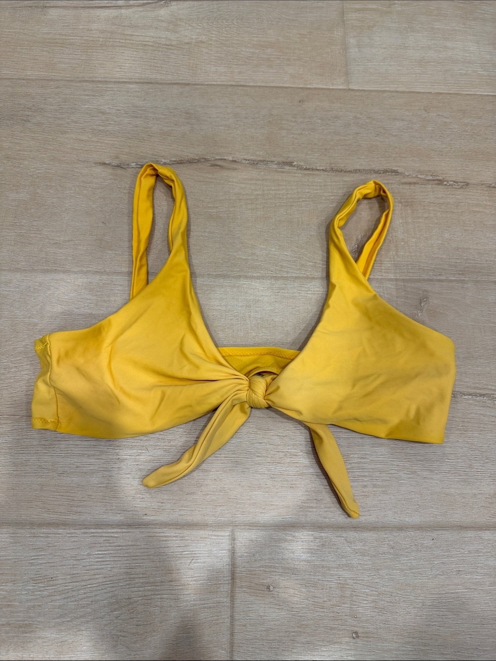 Yellow Tie-Front Bikini Top